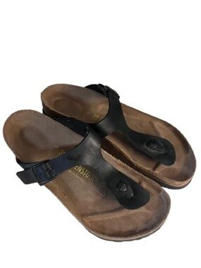 Birkenstock Gizeh Thong Black Sandal VGUC Size 38